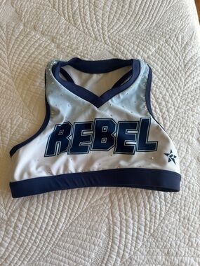 REBEL Navy & White Cheer Crop Top - Kids